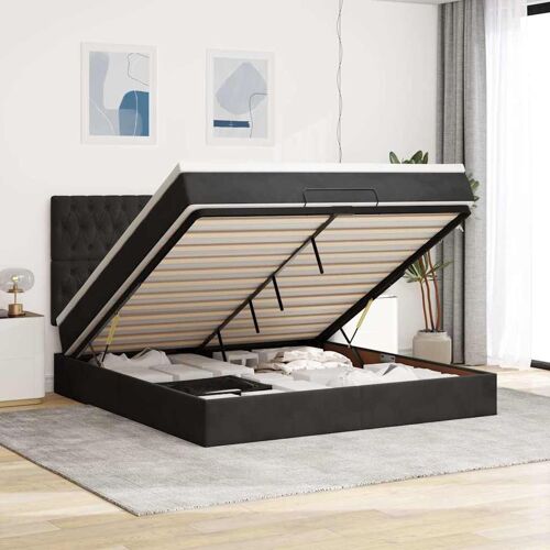 VidaXL Cadre de lit ottoman avec matelas noir 180x200cm velours