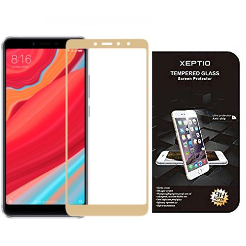 Xiaomi Redmi S2 : Protection D'écran En Verre Trempé Full Cover Doré - Tempered Glass Screen Protector/Films Vitre Xiaomi S2 Smartphone 2018 - Accessoires Xeptio