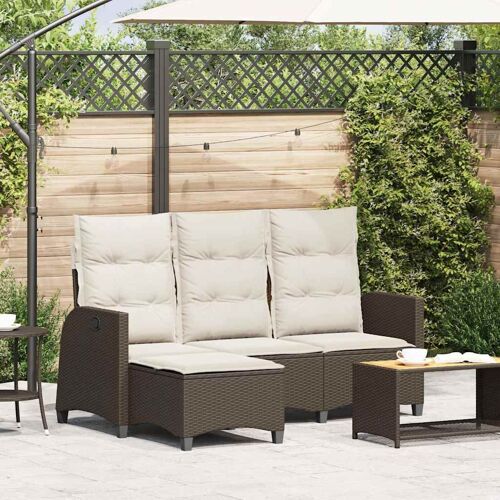 Vidaxl Canapé De Jardin Inclinable Coussins Forme L Marron Polyrotin