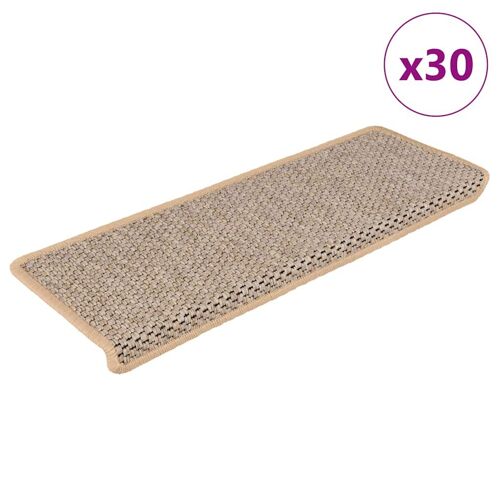 Vidaxl Tapis D'escalier Autocollants 30 Pcs 65x21x4 Cm Beige Clair