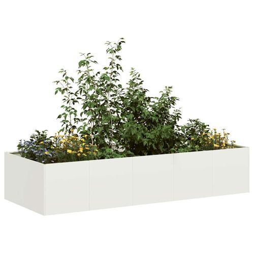 Vidaxl Jardinière Blanc 200x80x40 Cm Acier