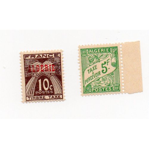 Algérie- Lot De 2 Timbres Taxe Neufs- N°T32 Et N° T33- Faciale 5f Et Faciale 10c