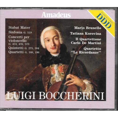 Luigi Boccherini (1743-1805) : Stabat Mater G 532 1ère Version 1781 Sinfonia 41 G 519 3 Concerto Pour Violoncelle G 573 476 474 Quintetto G 275 Op 11/5 304 Op 27/4 Quartetto G 189 Op 24/1 196 Op 26/2