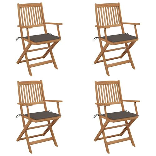 Vidaxl Chaises Pliables De Jardin 4 Pcs Avec Coussins Bois D'acacia