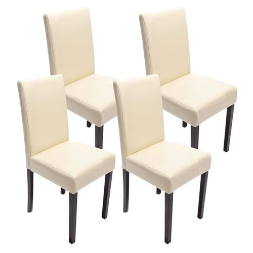 Lot De 4 Chaises De Séjour Littau   Simili-Cuir, Crème, Pieds Foncés