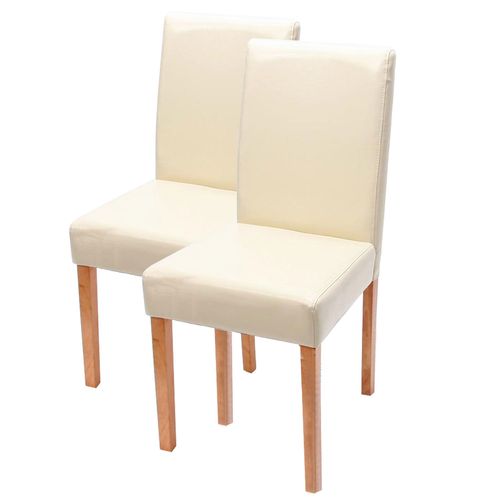 Lot de 2 chaises de séjour Littau   simili-cuir, crème, pieds clairs