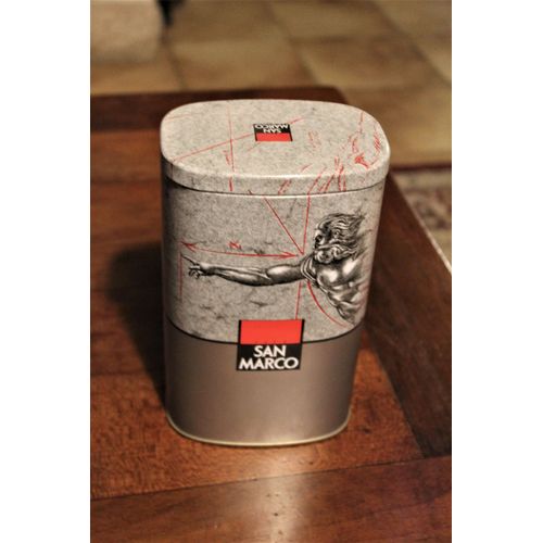 Boîte À Cafè Neuve, San Marco, En Métal. Belle Reproduction Ds La Partie Hte Et Fond Gris Argentè Ds La Partie Basse.Largeur:9cm.Hteur:20cm.E Nvoi Uniquement Par Mondial Relay ( Coût Moins Cher)