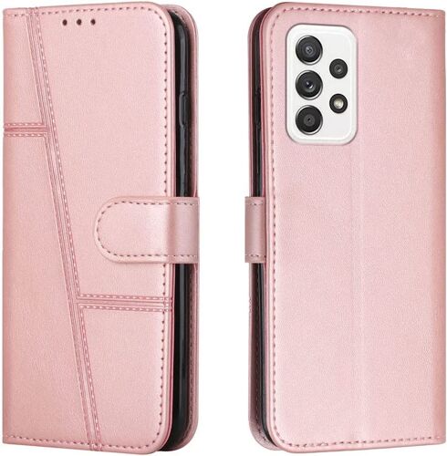 Coque Samsung Galaxy A53 5G 5G, [3 Fentes][Fonction de Support][Fermeture magnétique] Antichoc TPU Housse Coque Samsung A53 5G 5G Cuir PU Portefeuille Etui, Or Rose