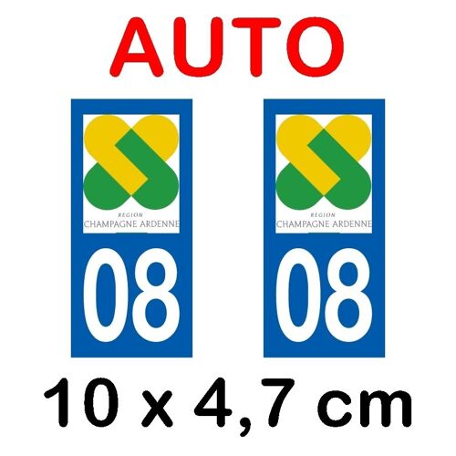 Autocollant Plaque Immatriculation Voiture Dpt 08 Ardennes