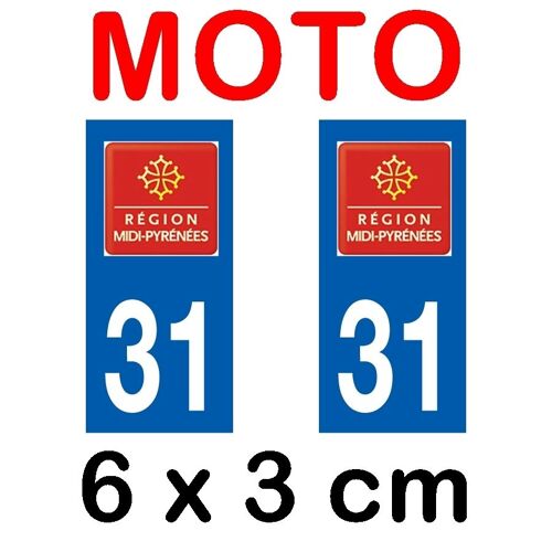 Autocollant Plaque Immatriculation Moto Dpt 31 Haute Garonne