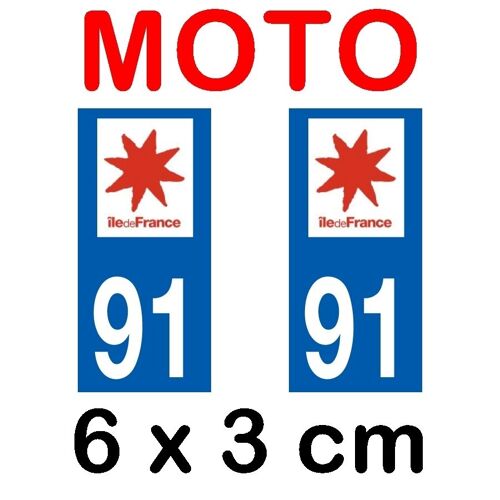 Autocollant Plaque Immatriculation Moto Dpt 91 Essonne