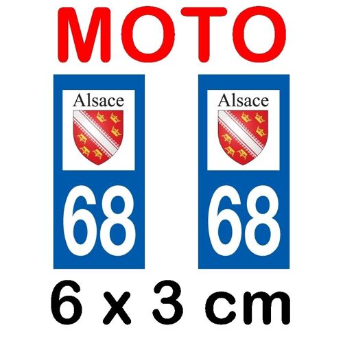 Autocollant Plaque Immatriculation Moto Dpt 68 Haut Rhin