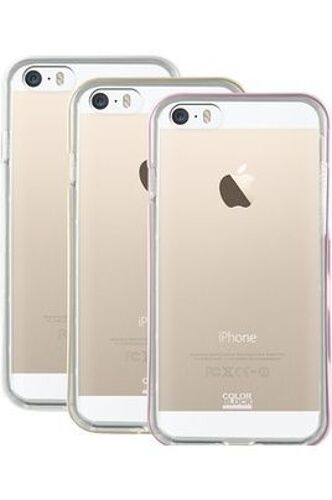 Coque iPhone Colorblock PACK COQUE DE PROTECECTION + 3 CONTOURS DE COULEUR ROSE, OR ET BLANC POUR IPHONE 5/5S/SE