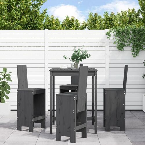 Vidaxl Ensemble De Bar De Jardin 5 Pcs Gris Bois De Pin Massif