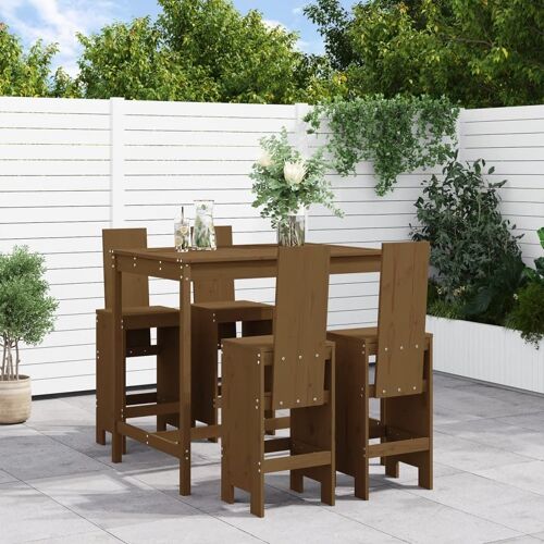 Vidaxl Ensemble De Bar De Jardin 5 Pcs Marron Miel Bois De Pin Massif