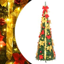 vidaXL Sapin de Noël artificiel escamotable 200 LED vert 210 cm