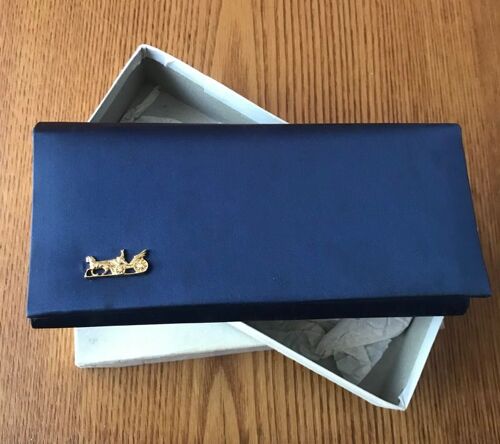 Ancienne Pochette Cérémonie Soie Marine Logo Calèche