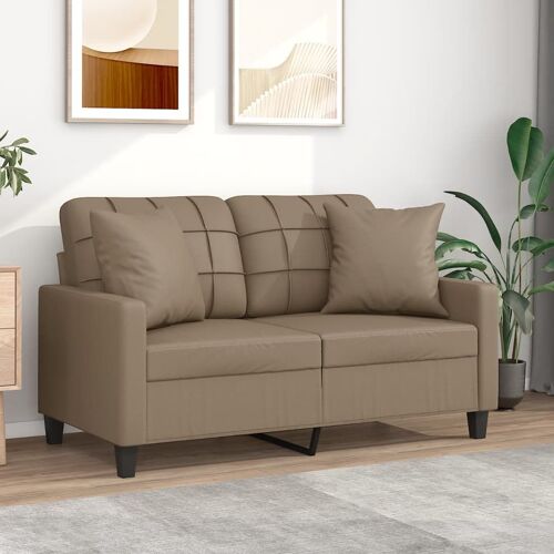 Vidaxl Canapé 2 Places Avec Oreillers Cappuccino 120 Cm Similicuir