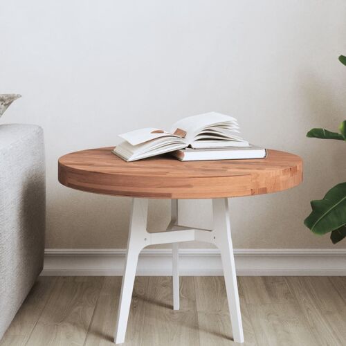 vidaXL Dessus de table Ø50x4 cm rond bois massif de hêtre