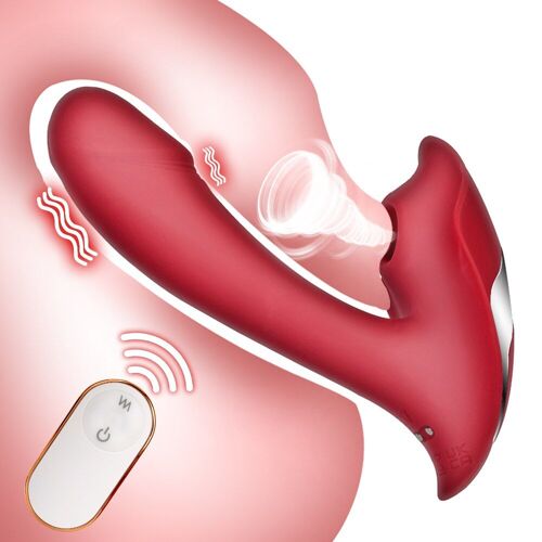 Godemiché En Silicone Avec Télécommande Pour Femme, 9 Vitesses, Stimulateur De Clitoris Et Vagin, Succion De Mamelon, Point G