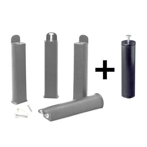 PLAST - Jeu de 4 pieds 22 cm gris + pied central pour cadre à lattes