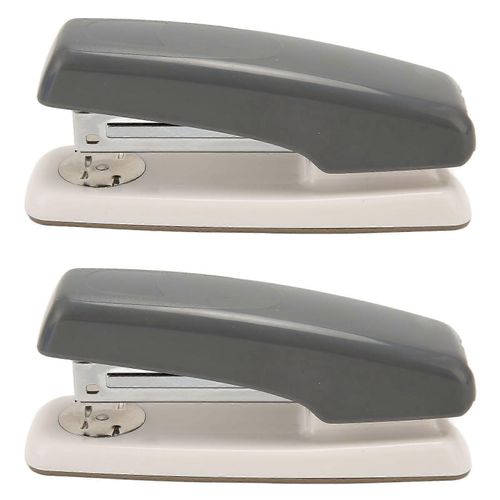 2pcs agrafeuse de bureau polyvalente 20 feuille de capacité de rotation agrafeuse de table de conception ergonomique pour le bureau de l'école à la maison gris