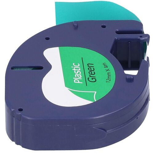 Ruban D'étiquette De Remplacement Pour Dymo Letratag Machine Ruban Diy Print Accessoires12mm X 4meterlettre Noire Sur Fond Vert 91204