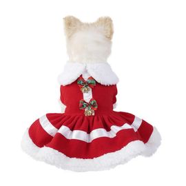 Chien Robe De Noël Doux Chaud Mignon À La Mode Chiot Vêtements De Noël Pour La Fête Quotidienne Red Bell Bow Dress Xl