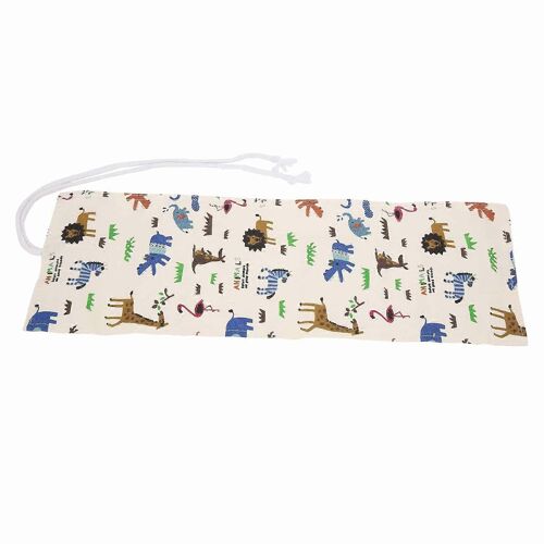 Crayon Wrap Animal Pattern Portable Pratique Stylo Pochette De Rangement Pour Étudiant Peintre48 Trous