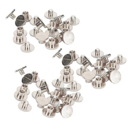 30 Set Livre Rivets Moletage Plat En Laiton Cuir Reliure Bouton Punaise 9.5x6mm Clou 4mm Vis (Argent)