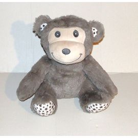Peluche Singe Gris Gifi - Doudou Singe Assis 26 Cm