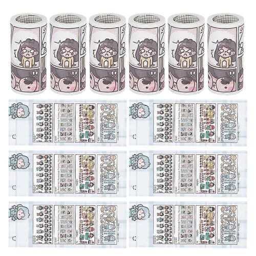 6 Boîtes Ruban Beau Motif Décoratif Autocollant Pour Bricolage Artisanat Scrapbooking Planificateur Papier