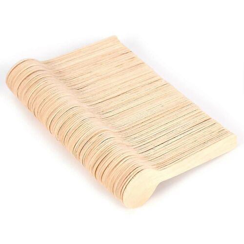 100pcs Cuillères En Bois Jetables Cuillère À Thé De Crème Glacée 10cm Couverts Bupplies