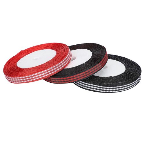 3 Pcs Plaid Ruban Vérifier Tissu Vacances Cadeau Emballage Noël Artisanat Décoration