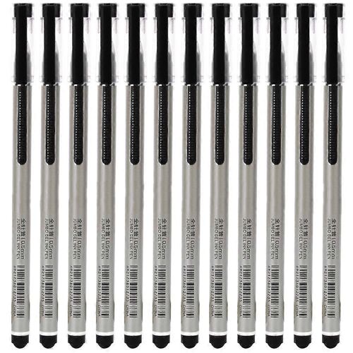 12pcs Gel Ink Pen 0.5mm Grande Capacité Recharge Signe Stylo Etudiant Papeterie Fournitures De Bureaunoir