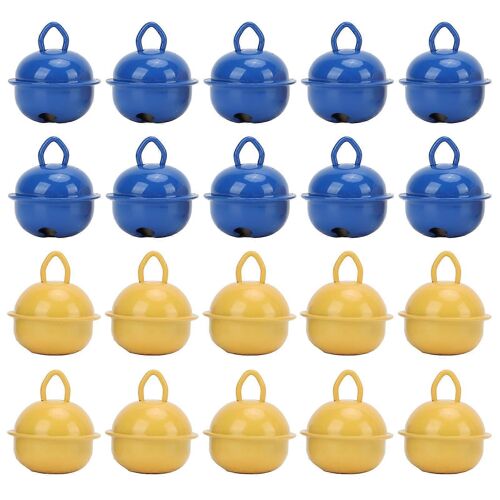20 Pcs Jingle Bells Approx 0.9in Jaune et Bleu Durable Eco Friendly Cloche de Noël pour Fête Mariage Noël