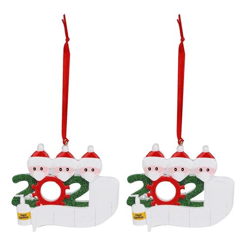 2Pcs personnalisé membres de la famille Nom Noël suspendu ornement arbre de Noël pendentif3 têtes