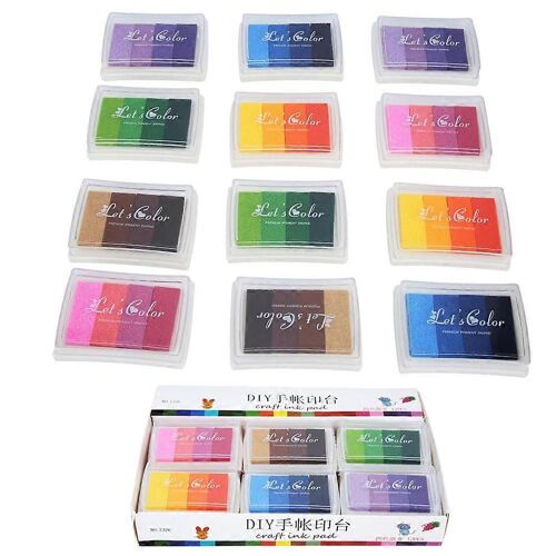 12 Couleurs Artisanat Tampon Encreur Tampons Partenaire 4-Couleur Dégradé Diy Tampon Encreur Pour Scrapbooking