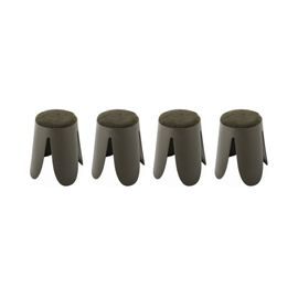 Set De 4 Tabourets Empilables Kaki. Bouclette Texturée. Niki. Ø30 / 44 X H46cm
