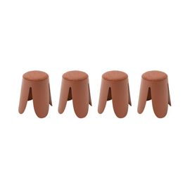 Set De 4 Tabourets Empilables Terracotta. Bouclette Texturée. Niki. Ø30 / 44 X H46cm