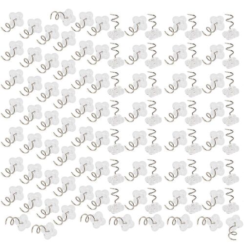 100 pcs broche torsadée en acier inoxydable transparent ABS anti-dérapant canapé fixe clou en spirale (pétale torsadé broche)