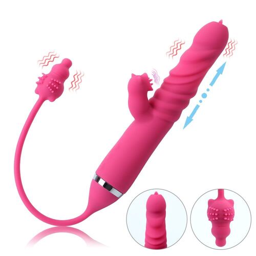 Godemichet Télescopique Pour Femmes, Stimulateur Clitoridien Et Vaginal, 3 Modes, 10 Fréquences De Massage Du Point G, Jouet Sexuel