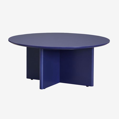 Table Basse Ronde En Mdf (Ø80 Cm) Saonara Bleu Lapis-Lazuli