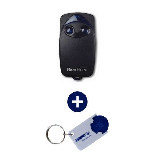 NICE - Télécommande 2 canaux FLO2R-S - 433.92 MHz + 1 porte-clés DOMOBIP