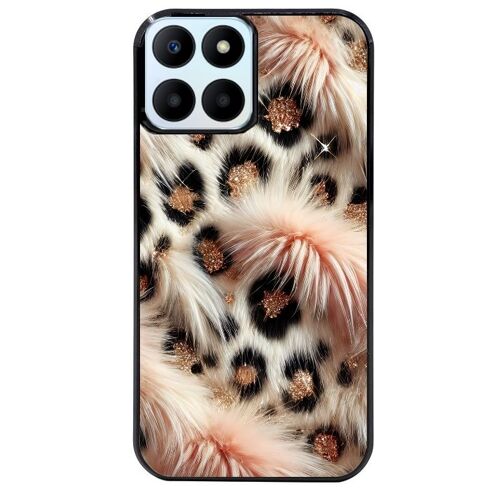 Coque Noire Pour Honor X6b Motif Effet Fourrure Leopard 1