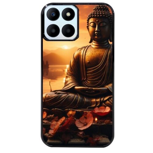 Coque Noire Pour Honor X6b Motif Bouddha Et Sunset