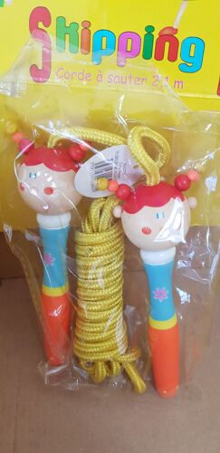 Corde A Sauter En Bois / Personnage Peint