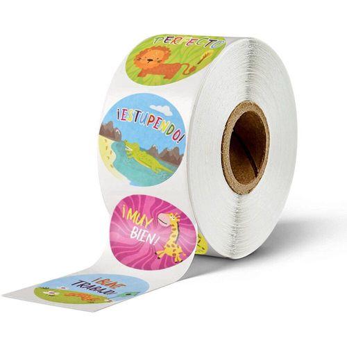 Autocollants De Récompense Ronds Et D'animaux Mignons Pour Enfants, Étiquettes À Sceller, Décor De Boîte-Cadeau, 1 Pouce, 500 Pièces Par Rouleau