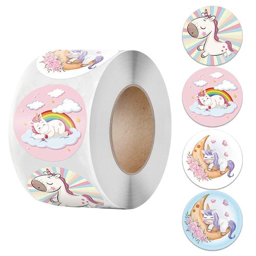 Autocollant Animal En Rouleau, 500 Pièces, Motif Licorne Mignon Pour Filles, Étiquette De Scellage, Motivation, Encouragement, Récompense Pour Enfant
