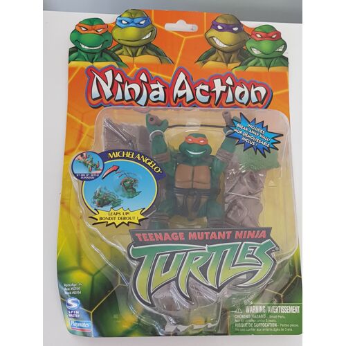 Jeu Jouet Figurine / Tortues Ninja / Ninja Action /Michelangelo / Mur Demolissable Inclus / Teenage Mutant Ninja / Bondit Debout